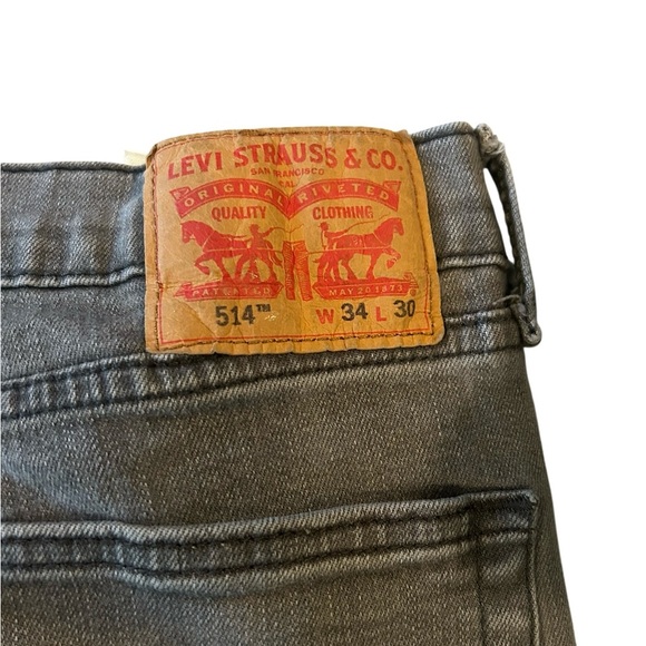 Levi’s 514 Straight Fit Jeans Men’s W34 L30 Gray Denim Mid Rise - Picture 3 of 5